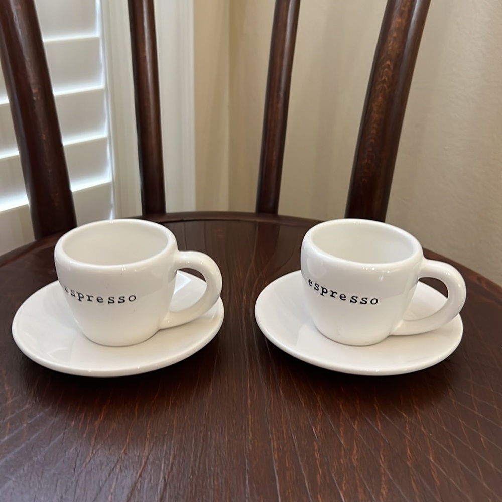 Set of Pottery Barn Coffee House Espresso Cups & Saucers